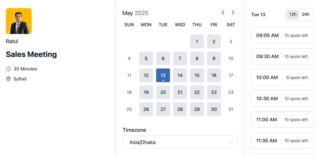 group meeting booking page